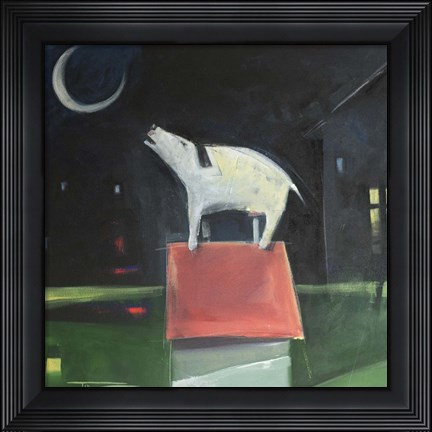 Framed Dog On House Print