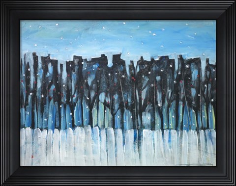 Framed Winter Treeline With Berries Print