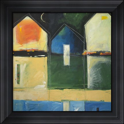 Framed Houses By River Print