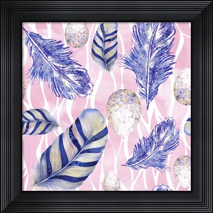 Framed Feather &amp; Egg Pattern I Print