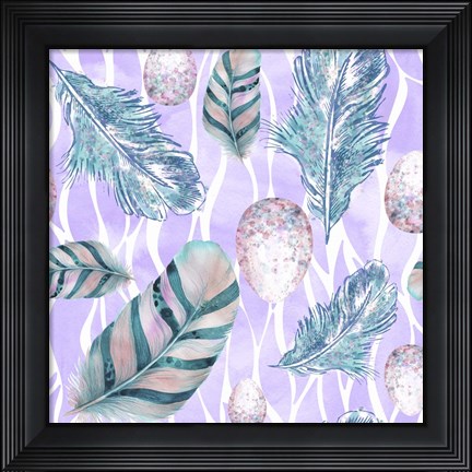 Framed Feather &amp; Egg Pattern II Print