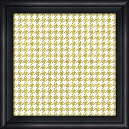 Framed Gold Houndstooth On White Print