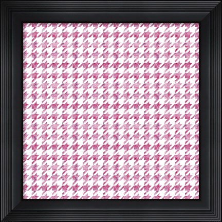 Framed Pink Watercolor Houndstooth Print