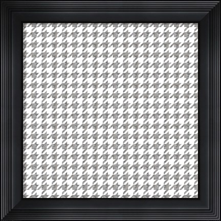 Framed Silver Houndstooth On White Print