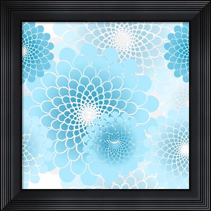 Framed Spiral Flowers Pattern Baby Blue Print