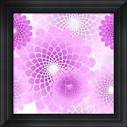 Framed Spiral Flowers Pattern Pink Print