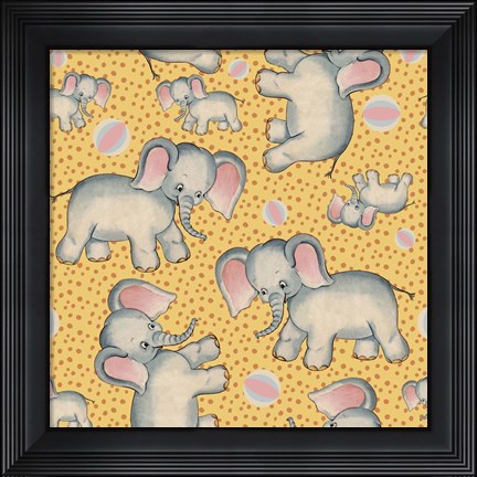 Framed Cute Baby Elephant Pattern Print
