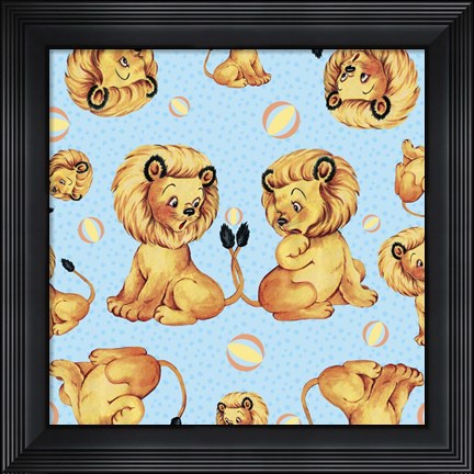 Framed Cute Baby Lion Pattern Print