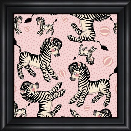 Framed Cute Zebra Pattern Print