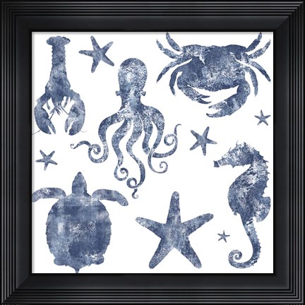 Framed Marine Life Repeat II Print