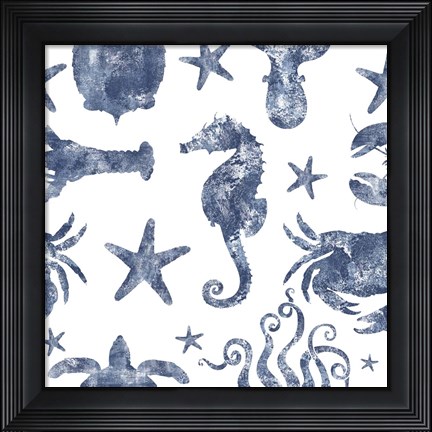 Framed Marine Life Repeating I Print