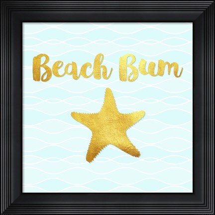Framed Beach Bum Ocean Waves Print