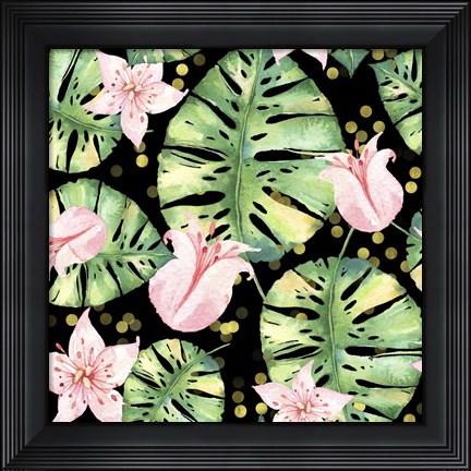 Framed Tropical Monstera Floral Pattern Print