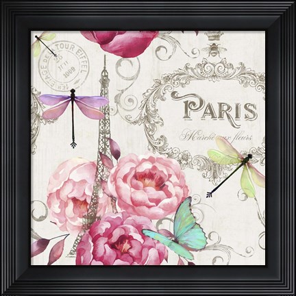 Framed Paris Flower Market Pattern Print