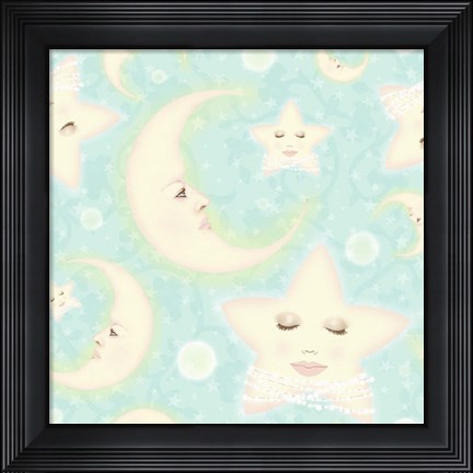 Framed Dreaming Of The Moon and North Star pattern copy Print