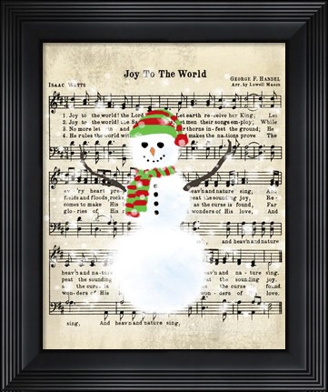 Framed Snowman Conducts Joy To The World Print