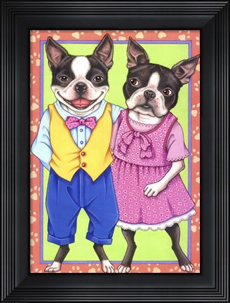Framed Boston Terrier Couple Print