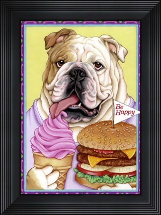 Framed Bulldog Hamburger Print
