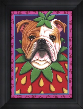 Framed Bulldog Strawberry Print