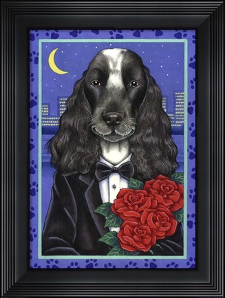Framed Cocker Spaniel Tuxedo Print
