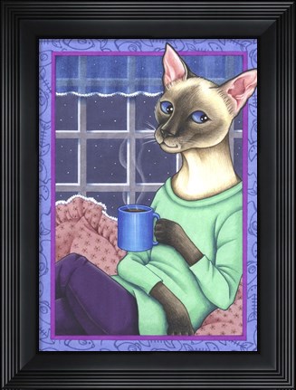 Framed Coffee Cat Print