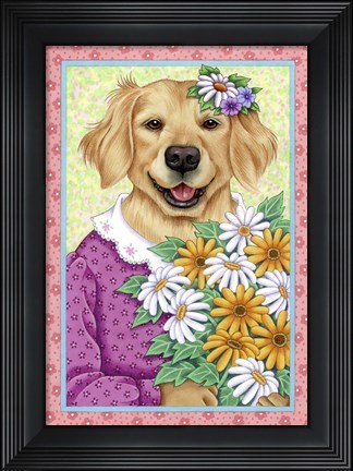 Framed Golden Retriever Bouquet Print