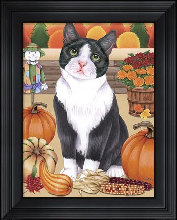 Framed Harvest Cat Print
