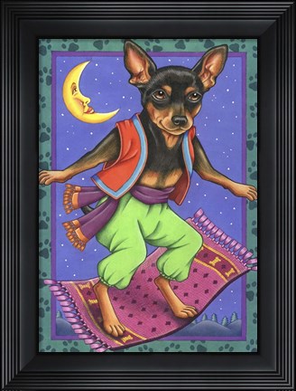 Framed Minipin Flying Carpet Print