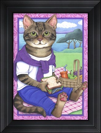 Framed Picnic Cat Print
