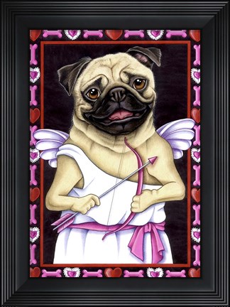 Framed Pug Cupid Print
