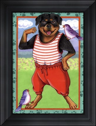 Framed Rottweiler Workout Print