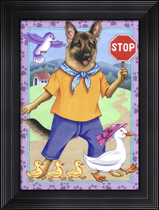 Framed Shepherd Crossing Guard Print