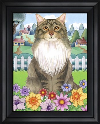 Framed Spring Maine Coon Print