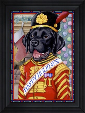 Framed Xmas Black Lab Print