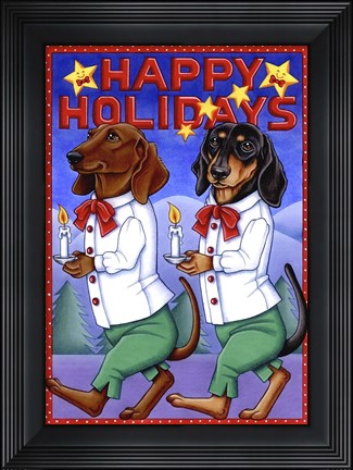 Framed Xmas Dachshunds Print