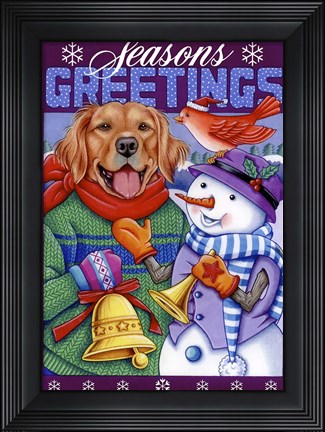 Framed Xmas Golden Retriever Print