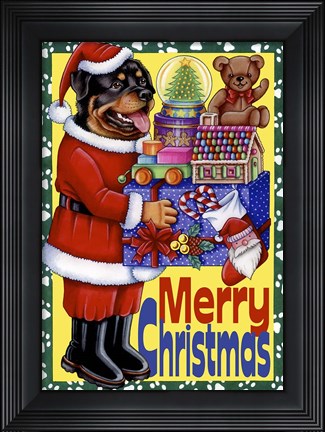 Framed Xmas Rottweiler Print