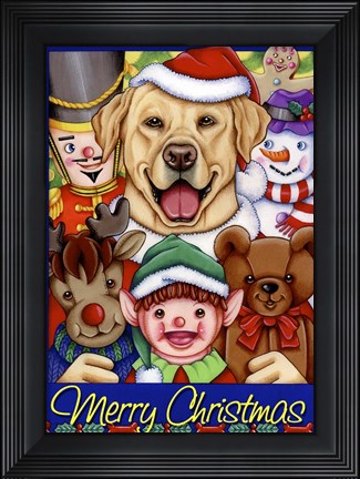Framed Xmas Yellow Lab Print