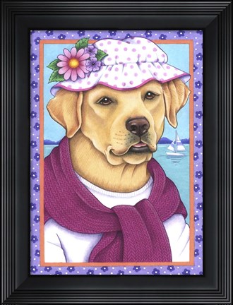 Framed Yellow Lab Sunhat Print