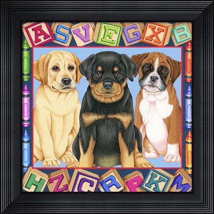 Framed Back To School Pups Print