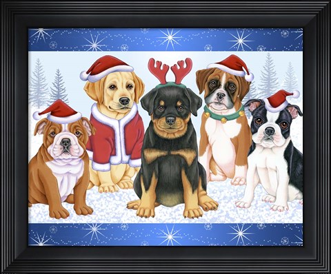 Framed Christmas Pups Print