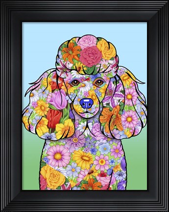 Framed Flowers Poodle Print