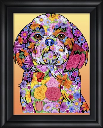 Framed Flowers Shih Tzu Print