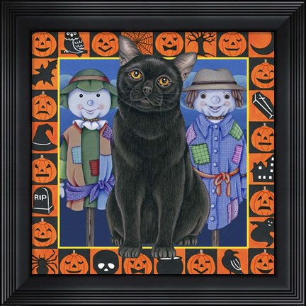 Framed Halloween Black Cat Print