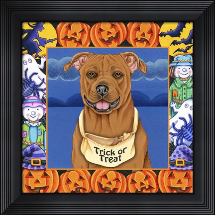 Framed Halloween Pitbull Print
