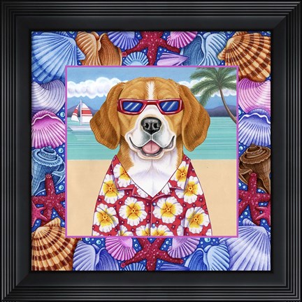 Framed Seashells Beagle Print