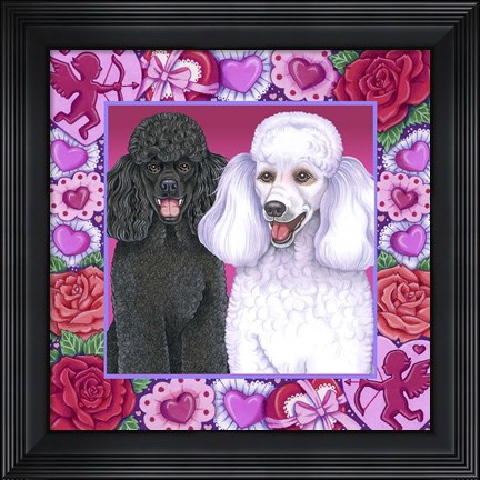 Framed Valentine Poodles Print