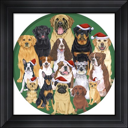 Framed Dog Group Round Print