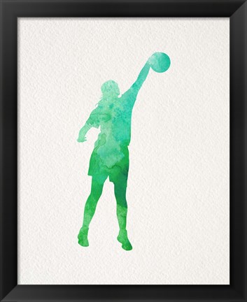 Framed Basketball Girl Watercolor Silhouette Part I Print