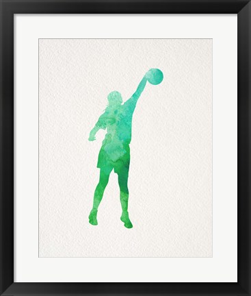 Framed Basketball Girl Watercolor Silhouette Part I Print